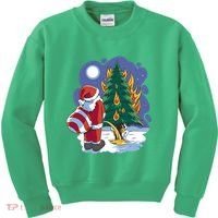 Santa Claus Pissing On Tree Kids Sweatshirt thumb 0
