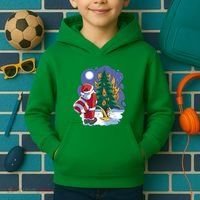 Santa Claus Pissing On Tree Kids Hoodie thumb 2