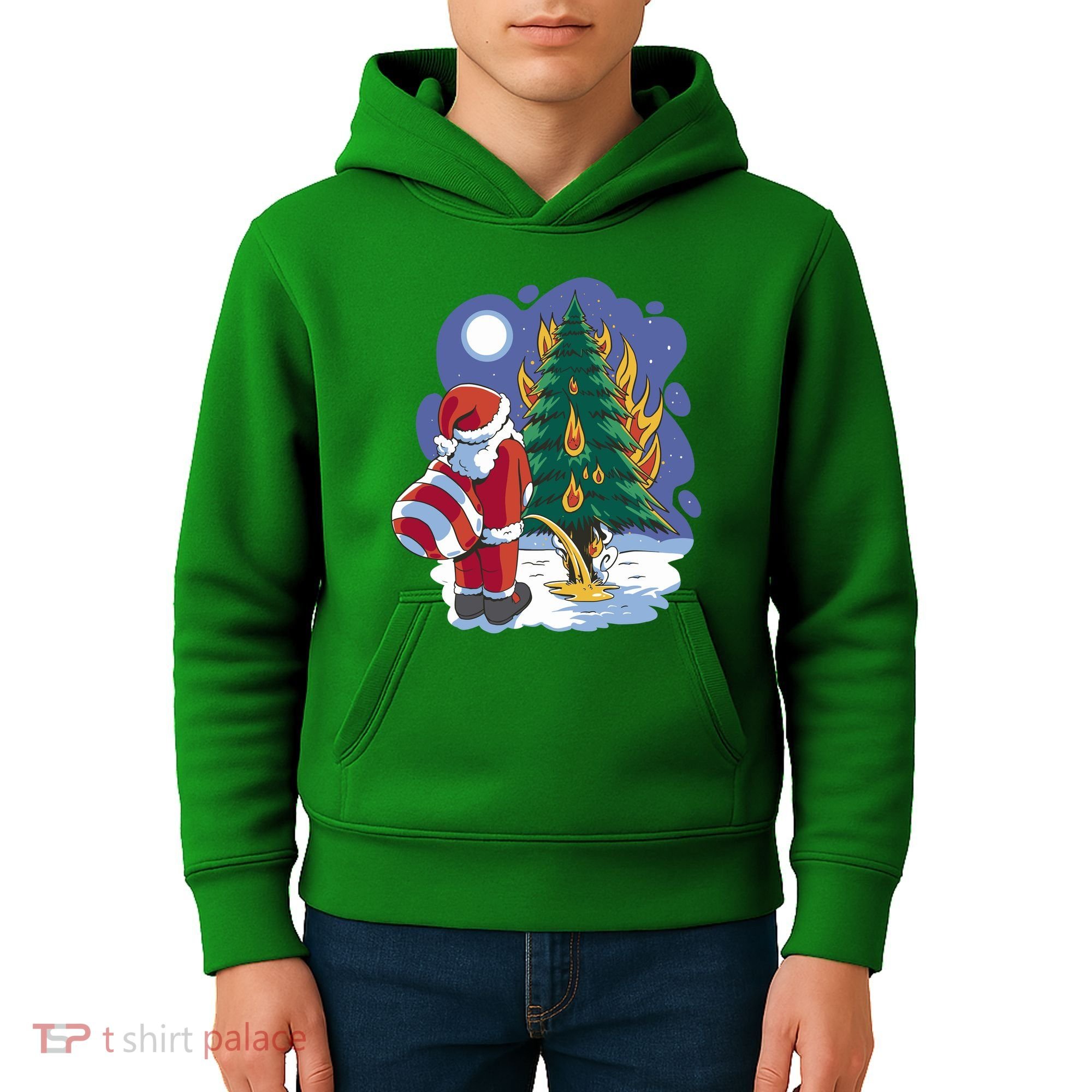 Santa Claus Pissing On Tree Kids Hoodie