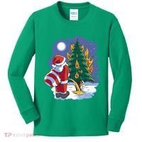Santa Claus Pissing On Tree Kids Long Sleeve Shirt thumb 0
