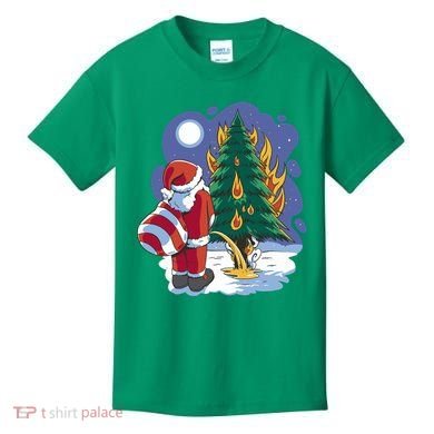 Santa Claus Pissing On Tree Kids T-Shirt