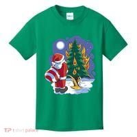 Santa Claus Pissing On Tree Kids T-Shirt thumb 0