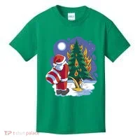 Santa Claus Pissing On Tree Kids T-Shirt thumb 0
