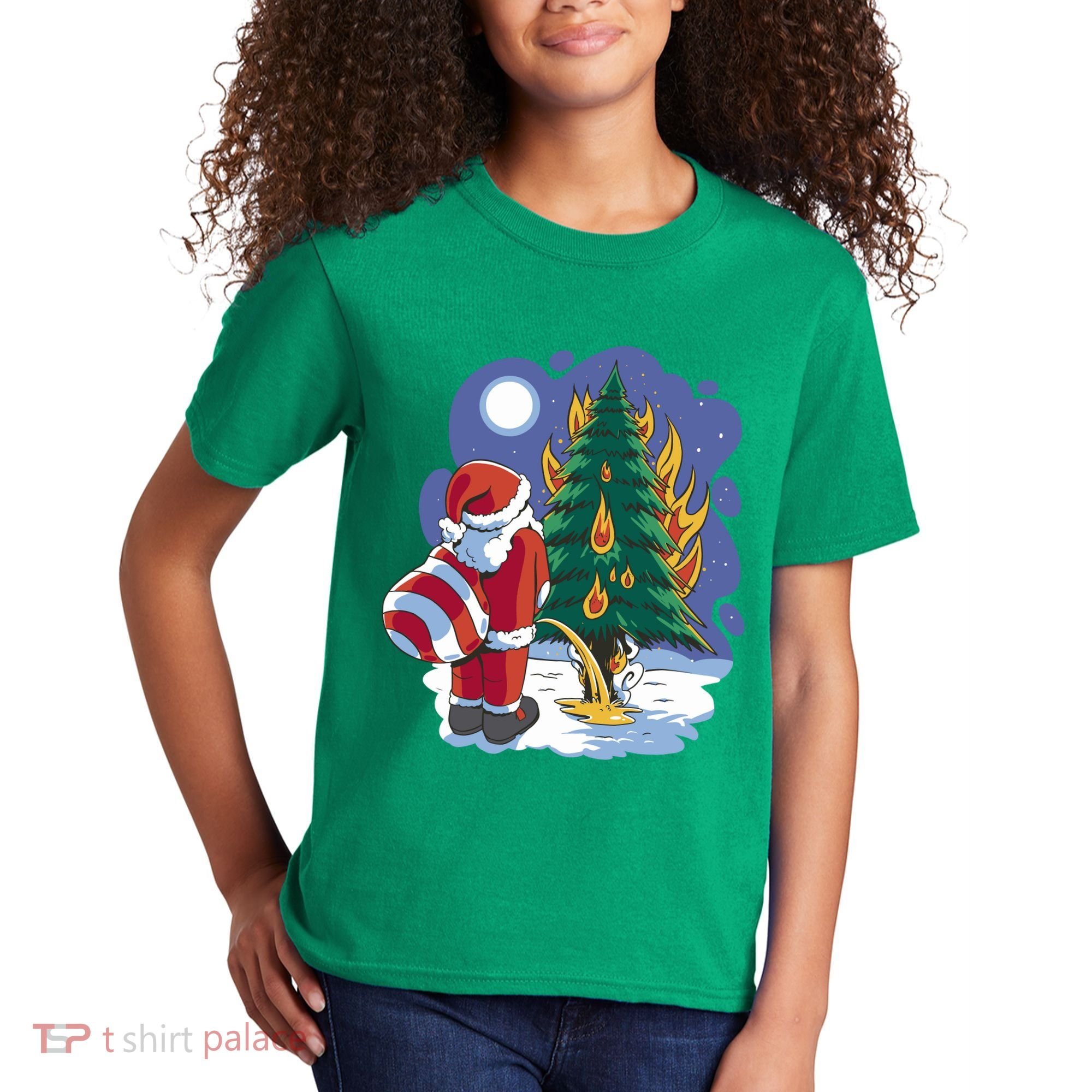 Santa Claus Pissing On Tree Kids T-Shirt