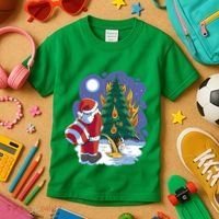 Santa Claus Pissing On Tree Kids T-Shirt thumb 3