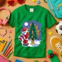 Santa Claus Pissing On Tree Kids T-Shirt thumb 3