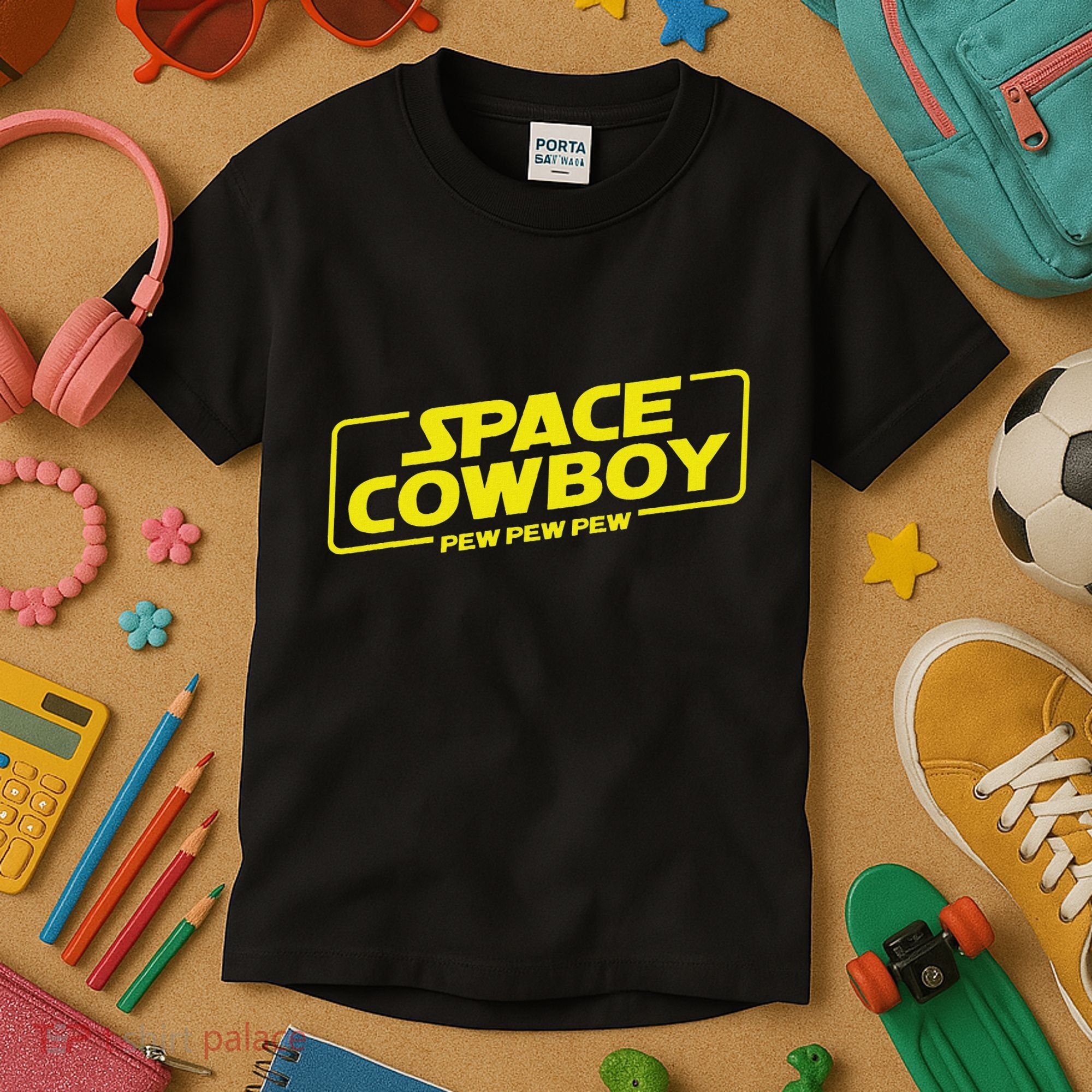 Space Cowboy Pew Pew Pew Funny Geek Nerd Pop Culture Kids T-Shirt