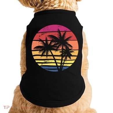 Summer Colorful Palm Tree Retro Sunset Doggie Tank