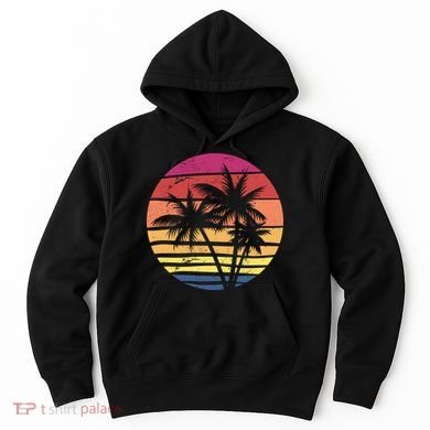 Summer Colorful Palm Tree Retro Sunset Hoodie