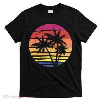 Summer Colorful Palm Tree Retro Sunset T-Shirt