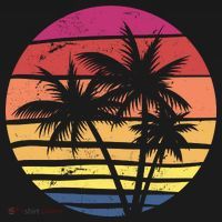 Summer Colorful Palm Tree Retro Sunset T-Shirt thumb 7