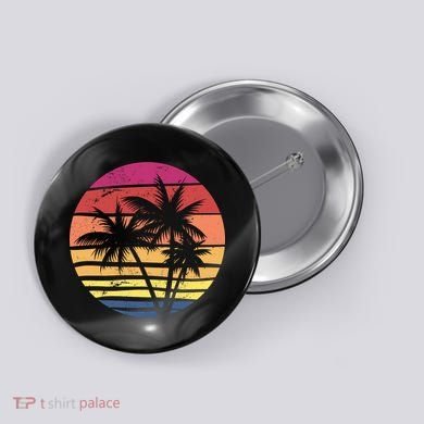 Summer Colorful Palm Tree Retro Sunset Button