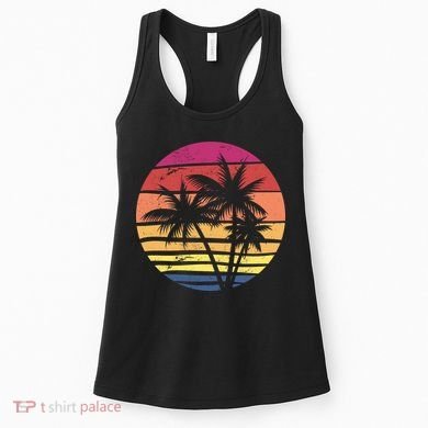 Summer Colorful Palm Tree Retro Sunset Women's Tank Top