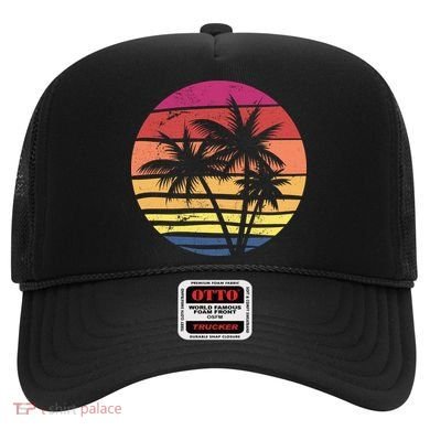 Summer Colorful Palm Tree Retro Sunset Hat