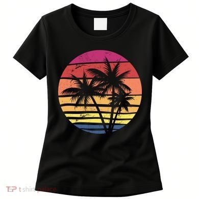 Summer Colorful Palm Tree Retro Sunset Women's T-Shirt