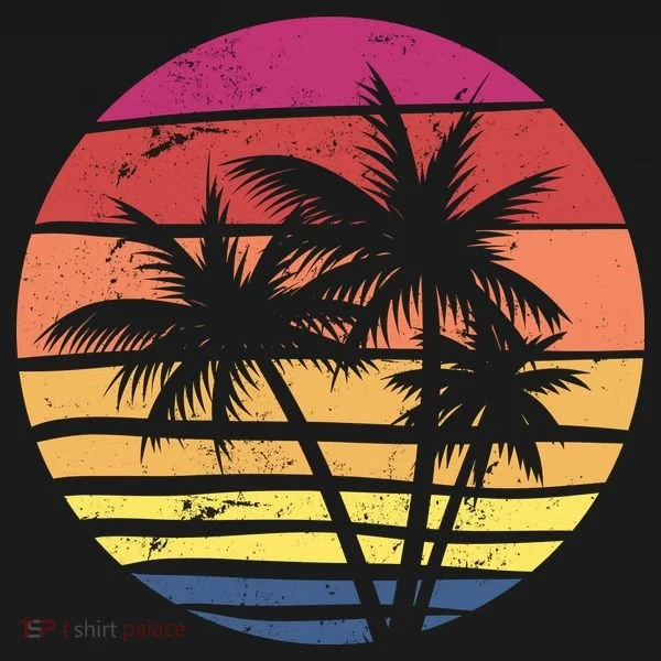 Summer Colorful Palm Tree Retro Sunset Women's T-Shirt