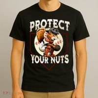 Squirrel Catcher Protect Your Nuts Funny Baseball T-Shirt thumb 3