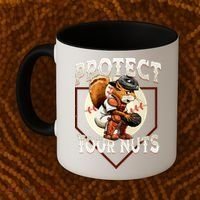 Squirrel Catcher Protect Your Nuts Funny Baseball Coffee Mug thumb 2