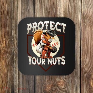 Squirrel Catcher Protect Your Nuts Funny Baseball Coaster