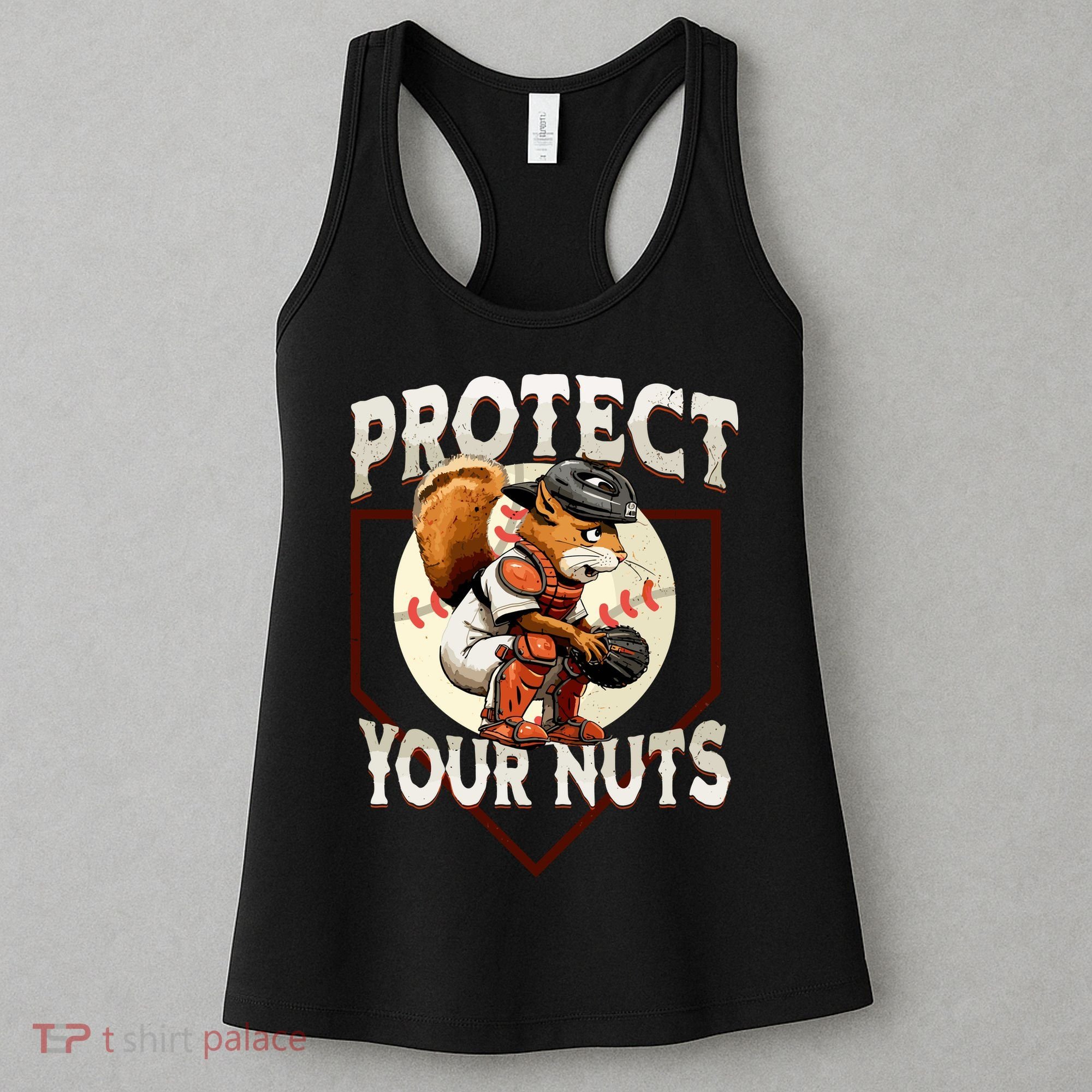 Squirrel Catcher Protect Your Nuts Funny Baseball Women's Tank Top