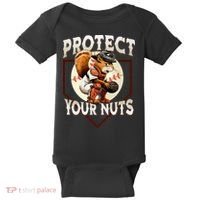Squirrel Catcher Protect Your Nuts Funny Baseball Baby Bodysuit thumb 0