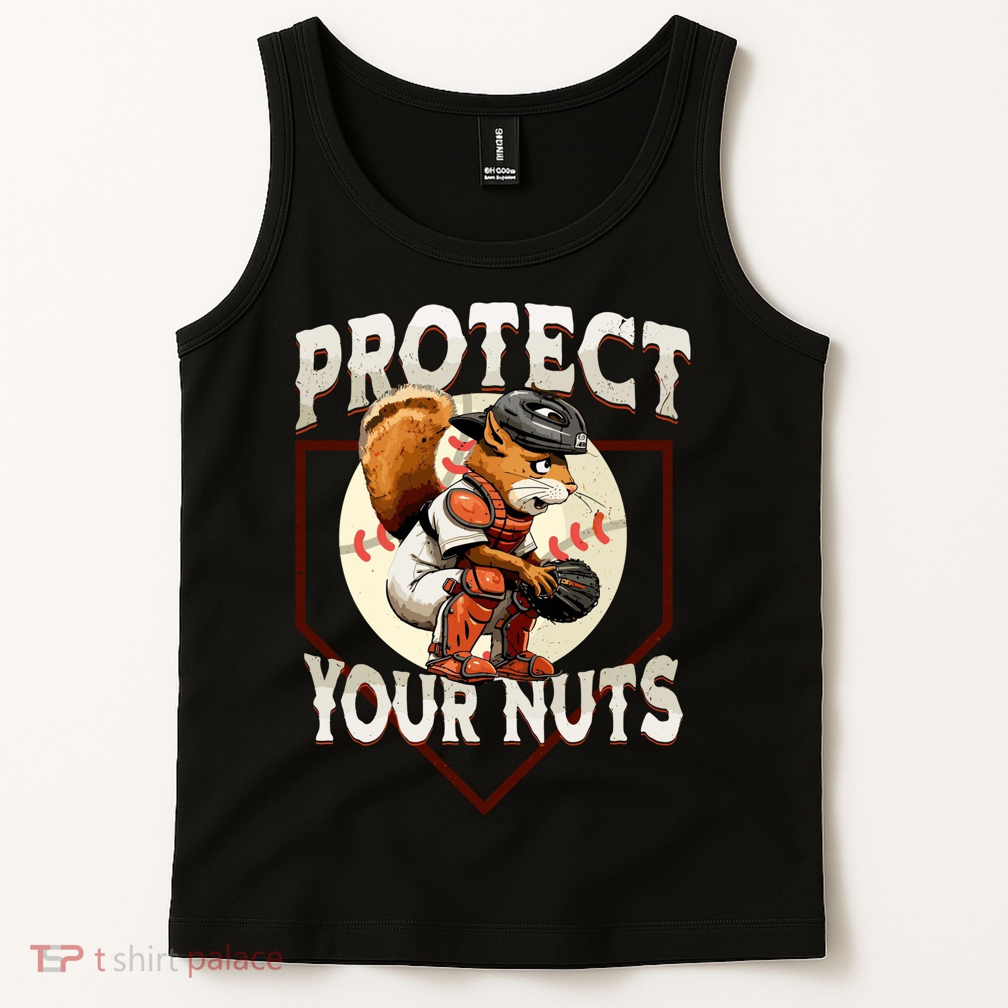 Squirrel Catcher Protect Your Nuts Funny Baseball Tank Top