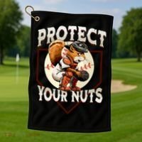 Squirrel Catcher Protect Your Nuts Funny Baseball Golf Towel thumb 1