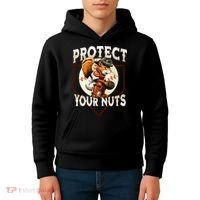 Squirrel Catcher Protect Your Nuts Funny Baseball Kids Hoodie thumb 4