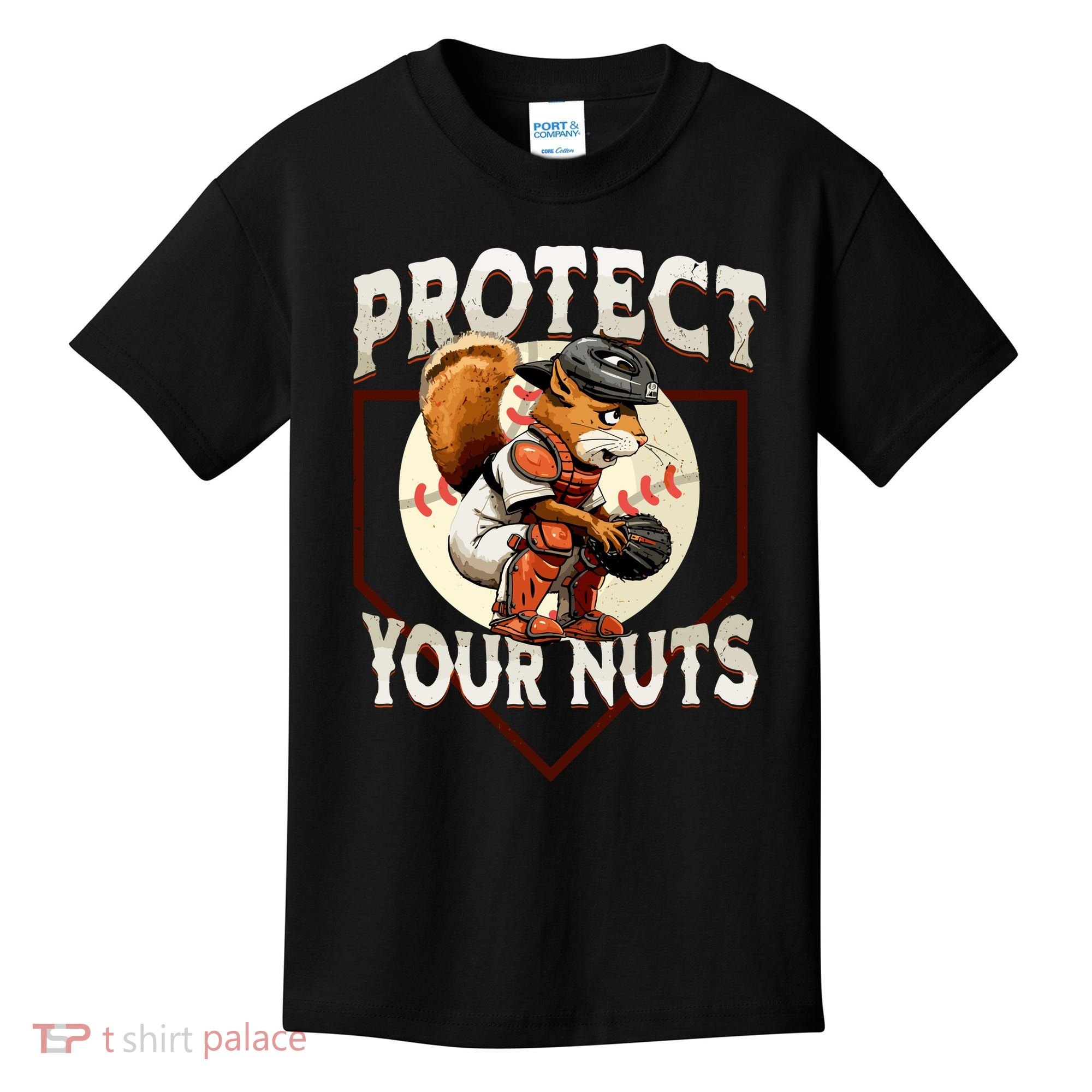 Squirrel Catcher Protect Your Nuts Funny Baseball Kids T-Shirt