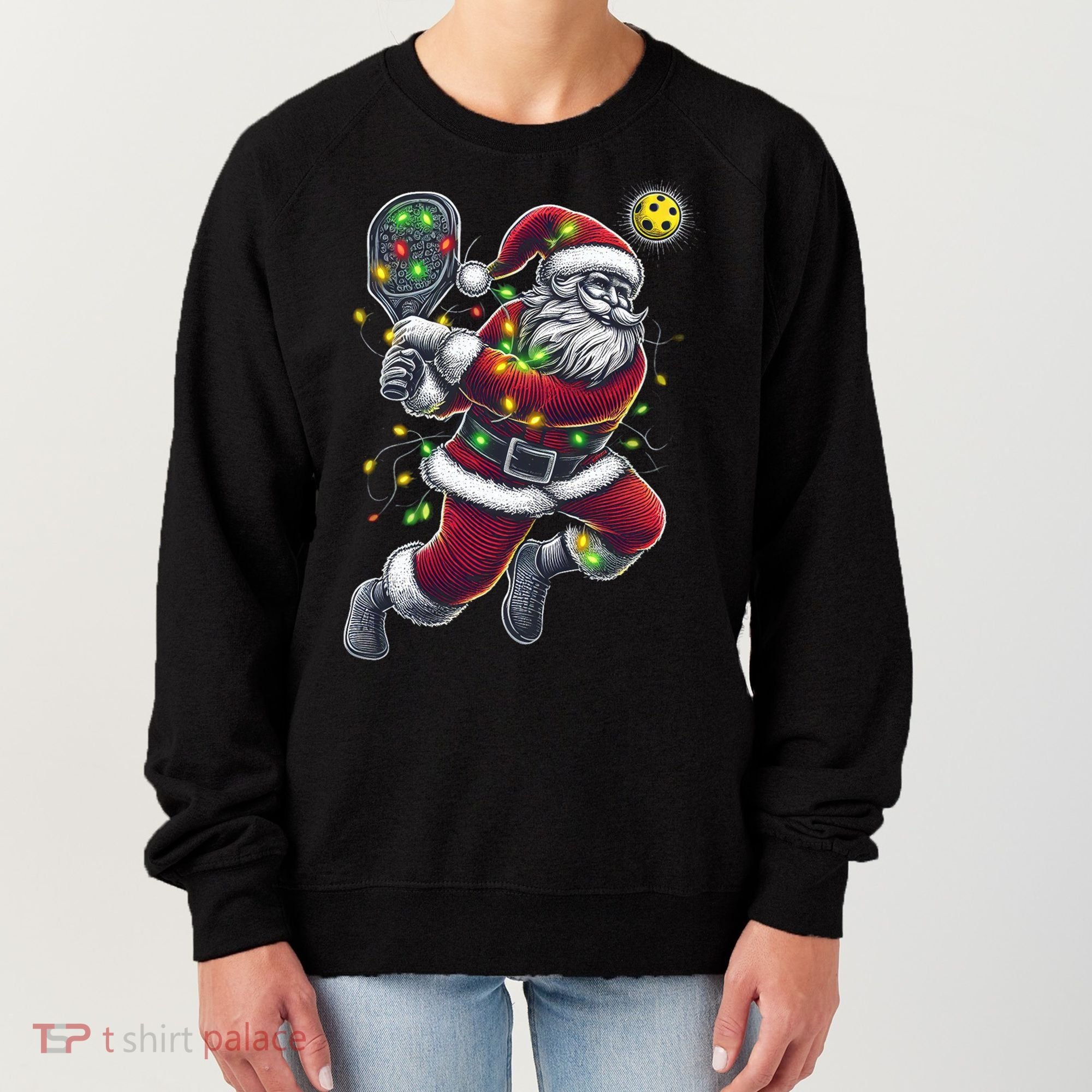 Santa Claus Playing Pickleball Lover Christmas Holiday Gift Women's Sweatshirt