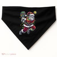 Santa Claus Playing Pickleball Lover Christmas Holiday Gift USA-Made Doggie Bandana thumb 0