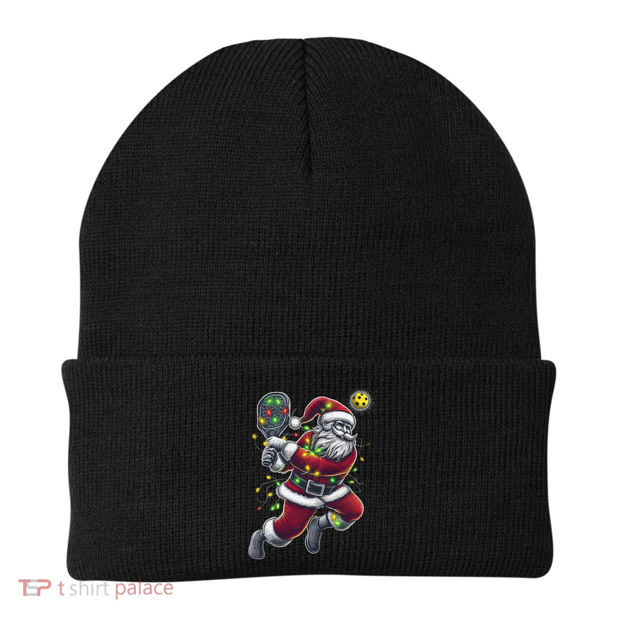 Santa Claus Playing Pickleball Lover Christmas Holiday Gift Beanie