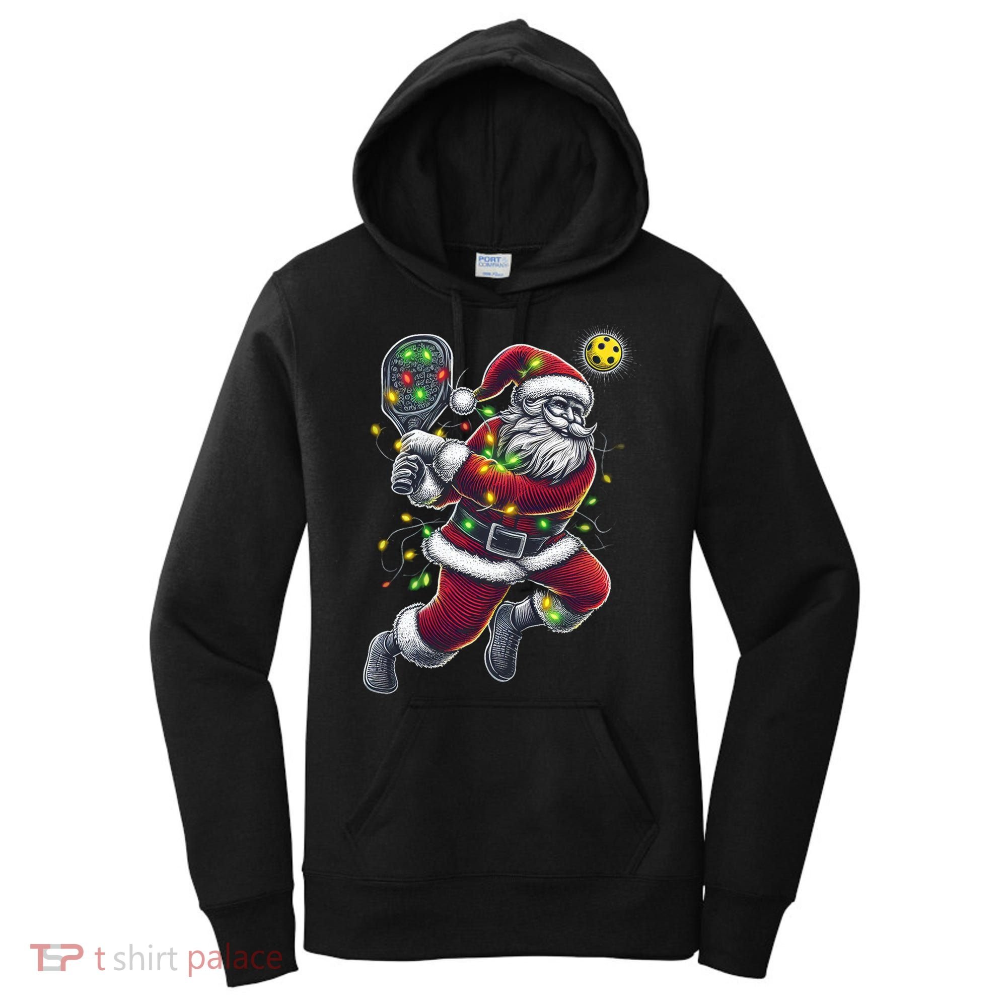 Santa Claus Playing Pickleball Lover Christmas Holiday Gift Women's Hoodie
