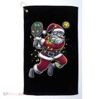 Santa Claus Playing Pickleball Lover Christmas Holiday Gift Golf Towel thumb 0