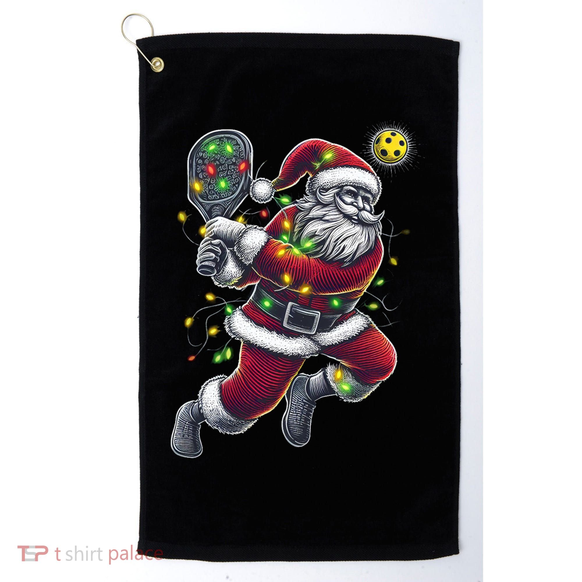 Santa Claus Playing Pickleball Lover Christmas Holiday Gift Golf Towel