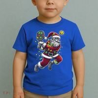 Santa Claus Playing Pickleball Lover Christmas Holiday Gift Toddler T-Shirt thumb 2