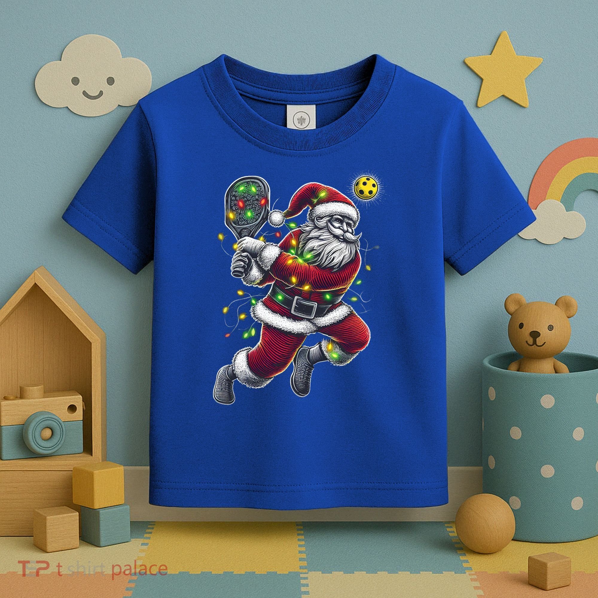 Santa Claus Playing Pickleball Lover Christmas Holiday Gift Toddler T-Shirt