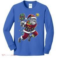 Santa Claus Playing Pickleball Lover Christmas Holiday Gift Kids Long Sleeve Shirt thumb 0