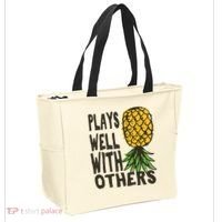 Swinger Couples Plays Well With Others Upside Down Pineapple Great Gift Tote Bag thumb 2