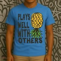 Swinger Couples Plays Well With Others Upside Down Pineapple Great Gift T-Shirt thumb 3