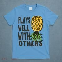 Swinger Couples Plays Well With Others Upside Down Pineapple Great Gift T-Shirt thumb 4