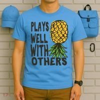 Swinger Couples Plays Well With Others Upside Down Pineapple Great Gift T-Shirt thumb 5