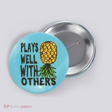 Swinger Couples Plays Well With Others Upside Down Pineapple Great Gift Button