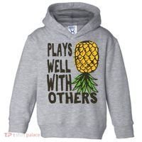 Swinger Couples Plays Well With Others Upside Down Pineapple Great Gift Toddler Hoodie thumb 0