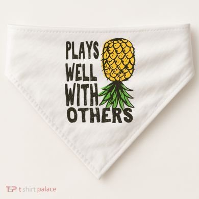 Swinger Couples Plays Well With Others Upside Down Pineapple Great Gift USA-Made Doggie Bandana