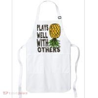 Swinger Couples Plays Well With Others Upside Down Pineapple Great Gift Apron thumb 0