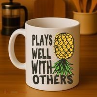 Swinger Couples Plays Well With Others Upside Down Pineapple Great Gift Coffee Mug thumb 4