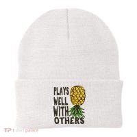 Swinger Couples Plays Well With Others Upside Down Pineapple Great Gift Beanie thumb 0