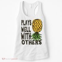 Swinger Couples Plays Well With Others Upside Down Pineapple Great Gift Women's Tank Top thumb 0