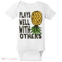 Swinger Couples Plays Well With Others Upside Down Pineapple Great Gift Baby Bodysuit thumb 0